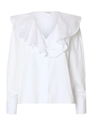 Isobel ls ruffled skjorte Bright White Selected Femme